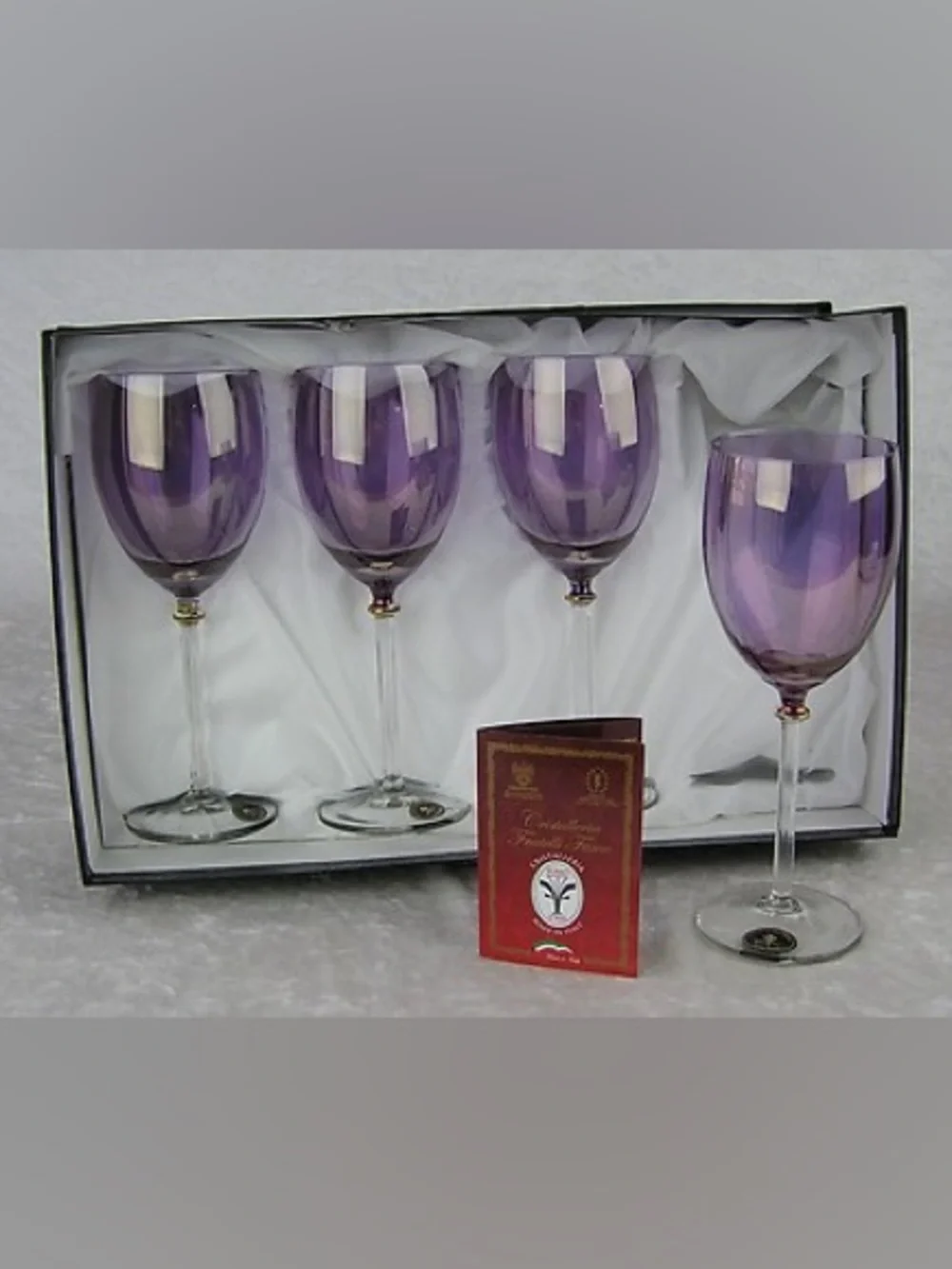 Cristalleria Amethyst Handmade Glass Stemmed Wine Glasses - Set of 4